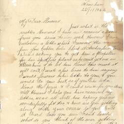 Letter - Nell to Leading Aircraftman Howard Kellehear, Personal, 22 Jan 1942 (Damaged)