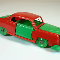 Car - Sedan, Red and Green Plastic, circa 1950s
