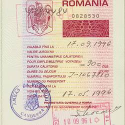 Passport - Issued to Barbara Condurateanu, by Commonwealth of Australia, 13 Jun 1989