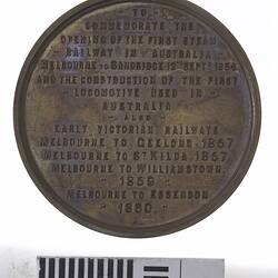 Medal - Opening of Melbourne & Hobson's Bay Railway, Victoria, Australia, circa 1914