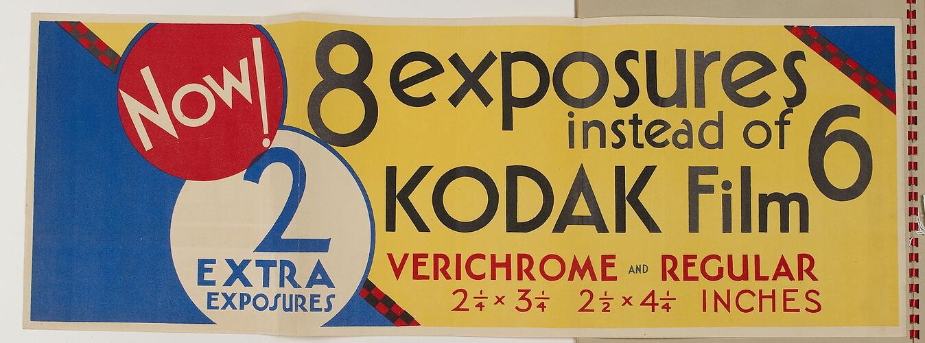 Poster - 'Now! 8 Exposures Instead of 6', Kodak, 1930s 1930s