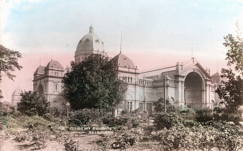 Postcard - South West Facade, Exhibition Building, Robert Jolley, Melbourne, post 1905