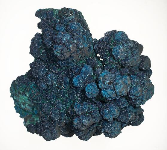 Bobbly blue mineral specimen.