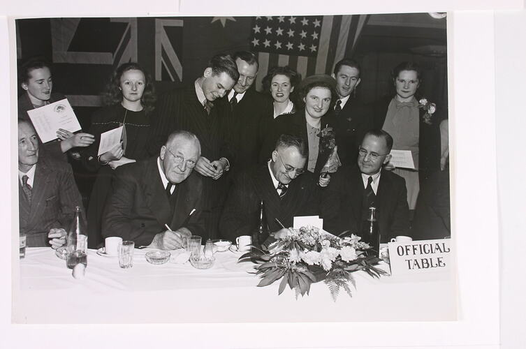 Photograph - Dinner for Returned World War II Personnel, Menu Signing, Kodak, Sydney, 1946-1947