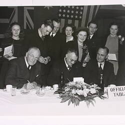 Photograph - Kodak Australasia Pty Ltd, Dinner for Returned World War II Personnel, Menu Signing, Sydney, New South Wales,1945