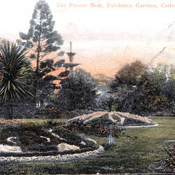 Postcard - The Flower Beds, Exhibition Gardens, Melbourne, circa 1905