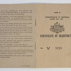 Certificate of Registration - Issued to Sydney Louey Gung, Commonwealth of Australia