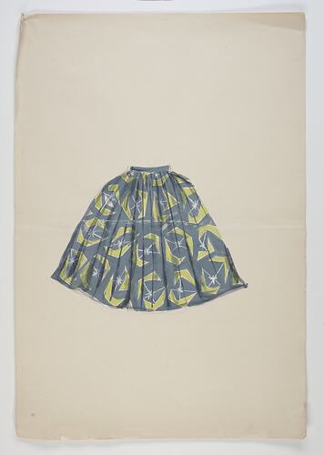 Artwork - Design for Textiles, Skirt, Boomerangs, Green & White, late 1940s-early 1950s