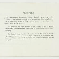 Foreword page of a printed booklet.