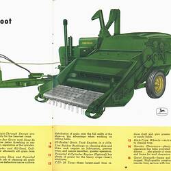 Annotated illustration of early green combine harvester.