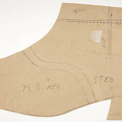 Shoe Pattern Piece - Boot, 1930s-1970s