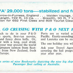 Bookmark - P&O Line, SS Orsova 29,000 Tons