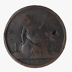 Coin - Penny, Queen Victoria, Great Britain, 1869 (Reverse)