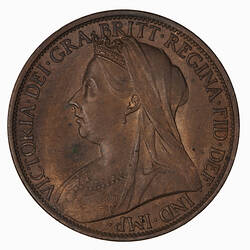 Coin - Penny, Queen Victoria, Great Britain, 1900 (Obverse)