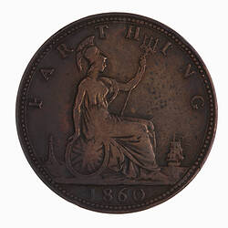 Coin - Farthing, Queen Victoria, Great Britain, 1860 (Reverse)