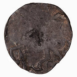 Coin Forgery, round, Heavily clipped, King on horseback advancing to left.