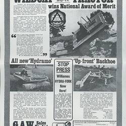 Publicity Brochure - Williames Wildcat 4 Wheel Drive Tractor, circa 1974