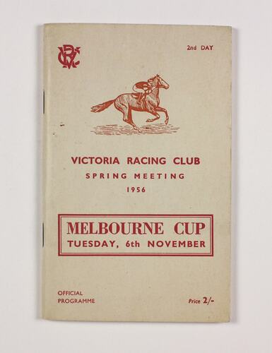 Racing Programme - VRC, Melbourne Cup, Flemington, 06 Nov 1956