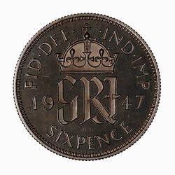 Proof Coin - Sixpence, George VI, Great Britain, 1947 (Reverse)