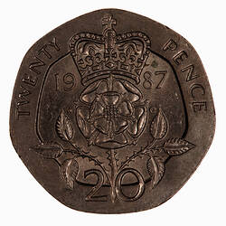 Coin - 20 Pence, Elizabeth II, Great Britain, 1987