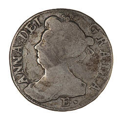 Coin - Sixpence, Queen Anne, England, Great Britain, 1708 (Obverse)