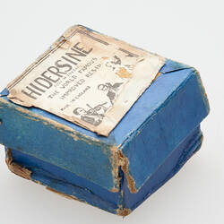 Blue cardboard box for Hidersine Resin.