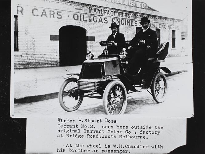 Photograph - Tarrant Motors Co, Tarrant Number Two Motor Car, Tarrant Motor Factory, South Melbourne, Victoria, circa 1901