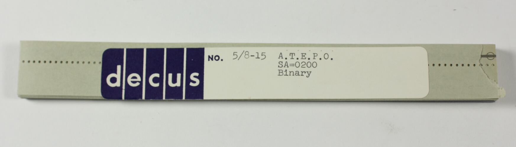 Paper Tape - DECUS, '5/8-15 A.T.E.P.O SA=0200, Binary'