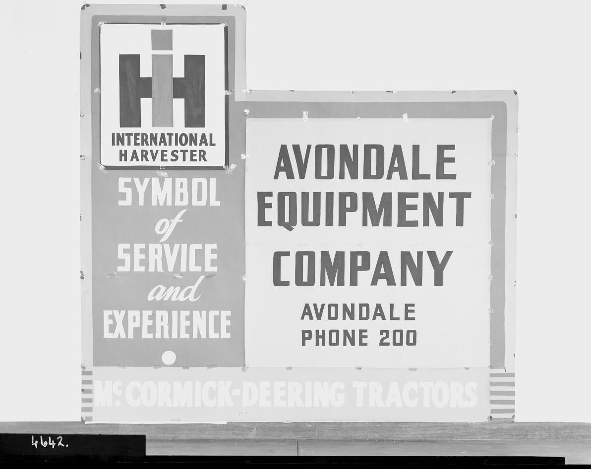 Negative International Harvester, Dealers Sign, 'Avondale Equipment