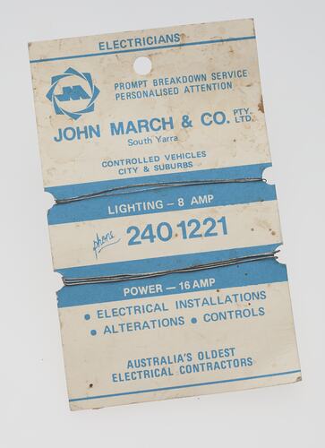 Fuse Wire - John March & Co.Pty.Ltd, circa 1970-1990