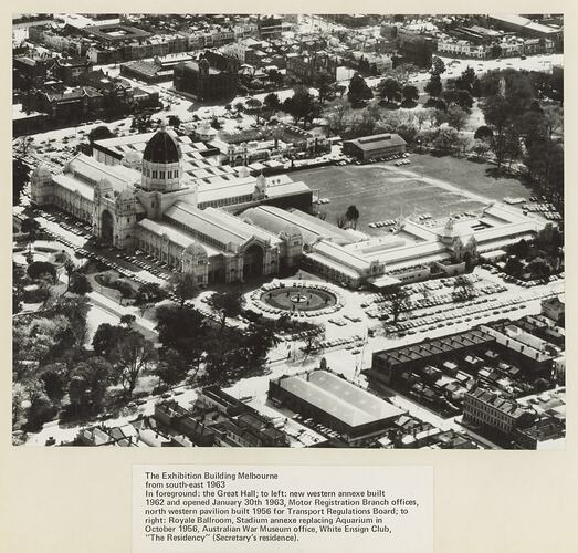 Aerial View of the Exhibition Building from South East, Melbourne, 1963