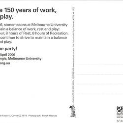 Postcard - Eight Hour Day 150th Anniversary, 2006