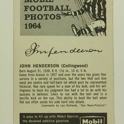 Back of a football card.