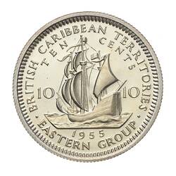 Proof Coin - 10 Cents, British Caribbean Territories, 1955