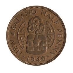 Coin - 1/2 Penny, New Zealand, 1946