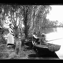 Glass Negative - Fishing, by A.J. Campbell, Murray River, Victoria, circa 1900