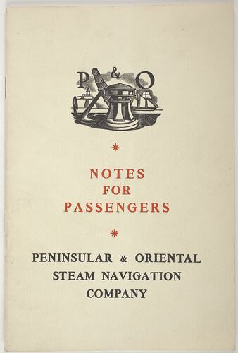 Booklet - 'Notes For Passengers', P&O Lines