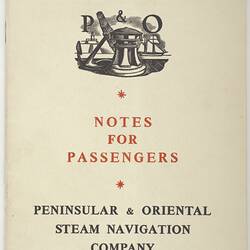 Booklet - 'Notes For Passengers', P&O Lines, 1957