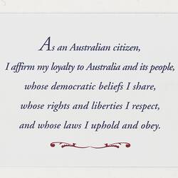 Bookmark - Australian Citizenship Affirmation Pack, Department of Immigration