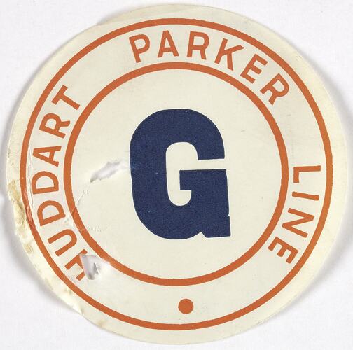 Baggage Label - Huddart Parker Line, Alphabetical