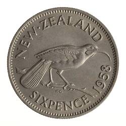 Coin - 6 Pence, New Zealand, 1958