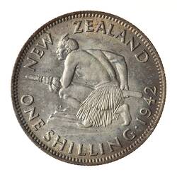 Coin - 1 Shilling, New Zealand, 1942