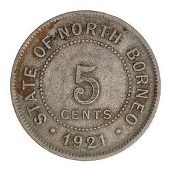 Coin - 5 Cents, North Borneo, 1921