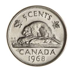 Coin - 5 Cents, Canada, 1968