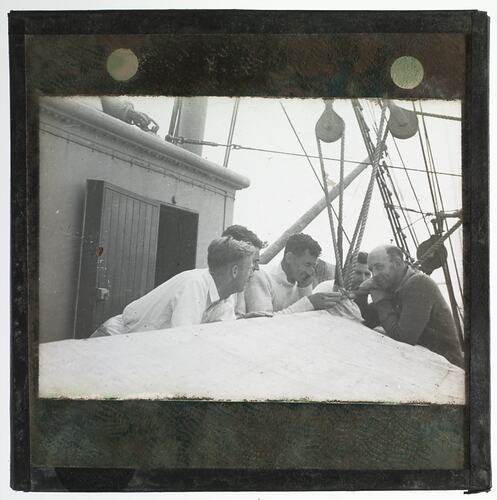 Lantern Slide - Eric Douglas With the RAAF Search Party, Discovery II, Ellsworth Relief Expedition, Antarctica, 1935-1936