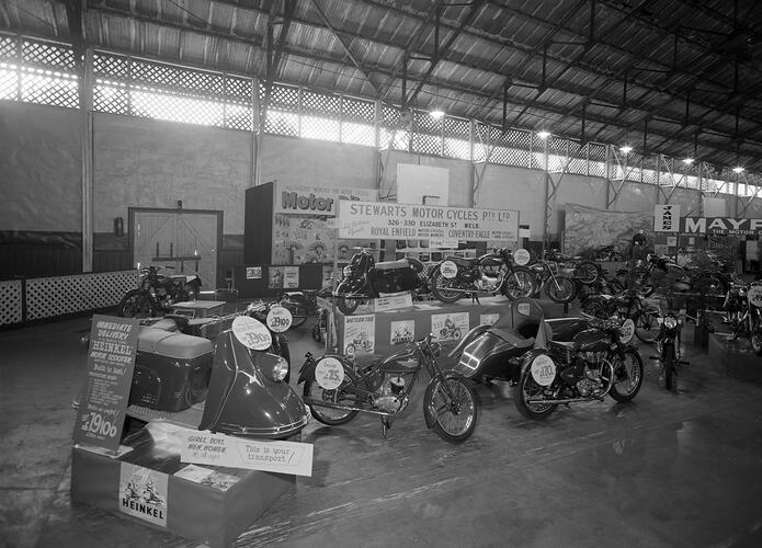 Motorcycle Show, Exhibition Building Annexe, Carlton, Victoria, 1955
