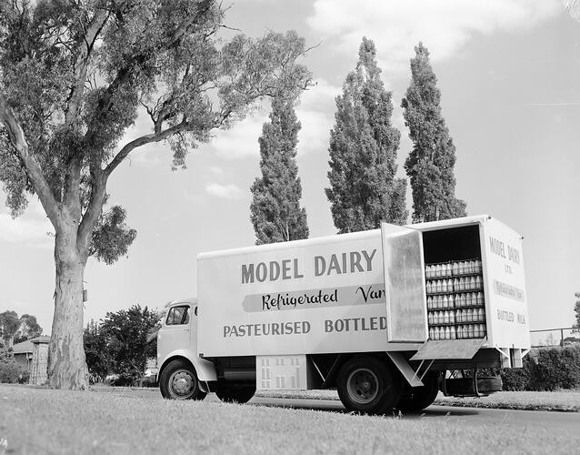 Model Dairy Ltd, Bottled Milk Delivery Truck, Victoria, Oct 1954