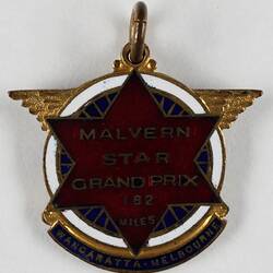 Medal, cycling. Mr Hubert Opperman. Malvern Star Grand Prix (Road Race) - Wangaratta to Melbourne, 1929.