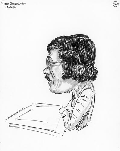 Caricature - George Hoven, No. 26, 'Peter Sutherland', Kodak Australasia Pty Ltd, 15 Aug 1974