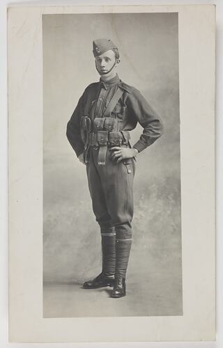 Studio portrait of man in military uniform.